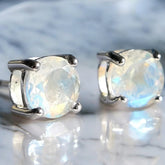 Rainbow Moonstone Studs